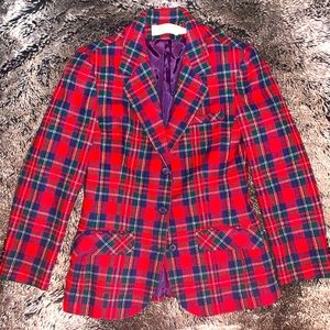 Vintage Pendleton wool plaid red blazer Christmas jacket